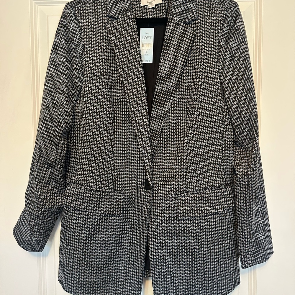 LOFT Monochrome Houndstooth Blazer